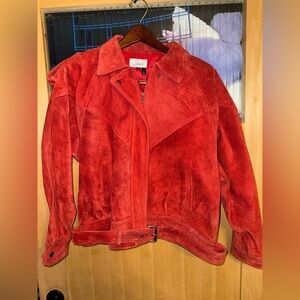 Vintage Liz  Thomas Red 💯 Leather Coat  Size Med-this Is A Very Cool Coat